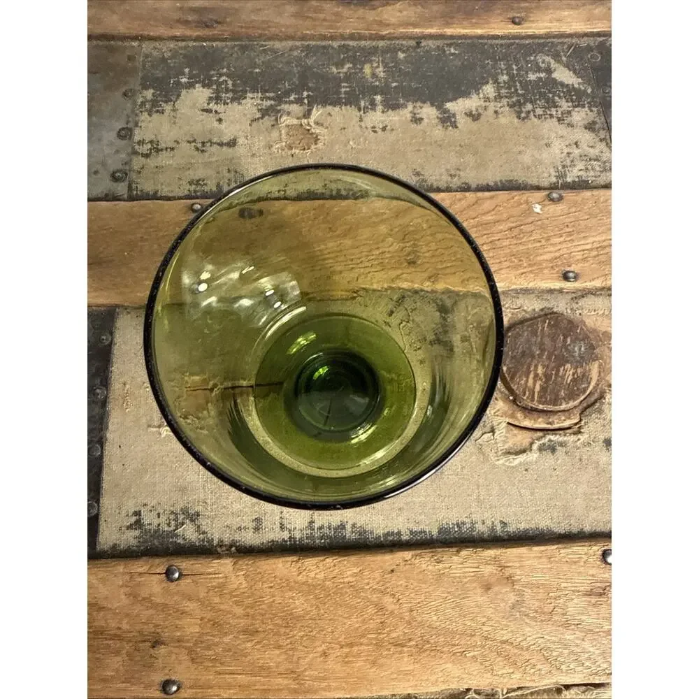 Vintage 1960s Morgantown Green Footed Lead Crystal Water Goblet 5” Tall